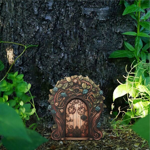 Feentür aus Holz für den Garten, wetterfeste Dekoration, 10 cm