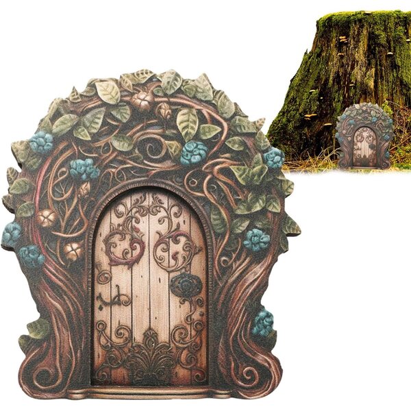 Feentür aus Holz für den Garten, wetterfeste Dekoration, 10 cm