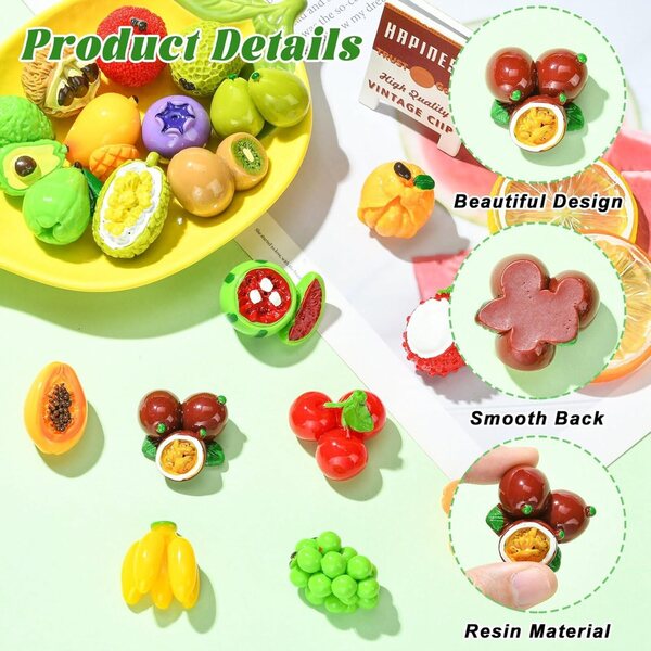 Ornazy set 19 pezzi mini frutta decorativa in resina realistici per diorami e foto