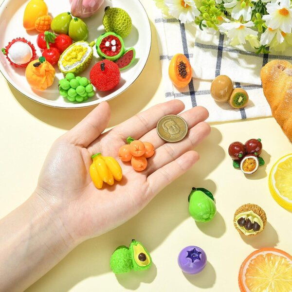 Ornazy set 19 pezzi mini frutta decorativa in resina realistici per diorami e foto