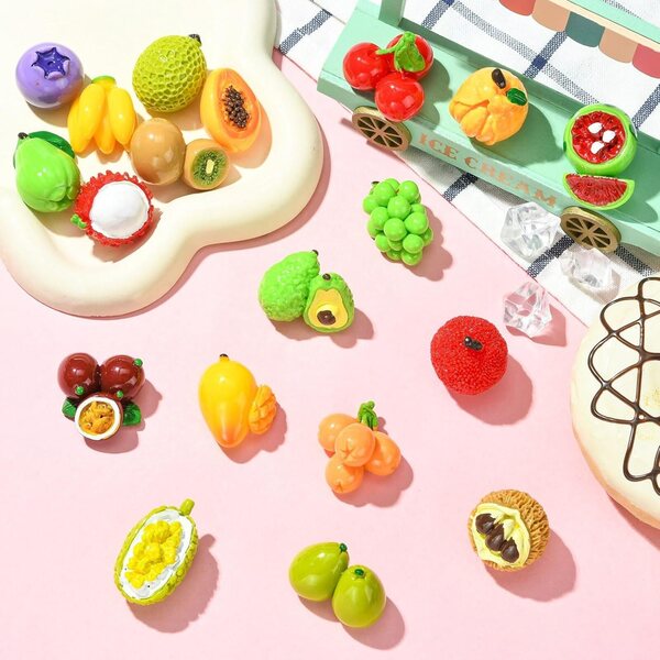 Ornazy set 19 pezzi mini frutta decorativa in resina realistici per diorami e foto