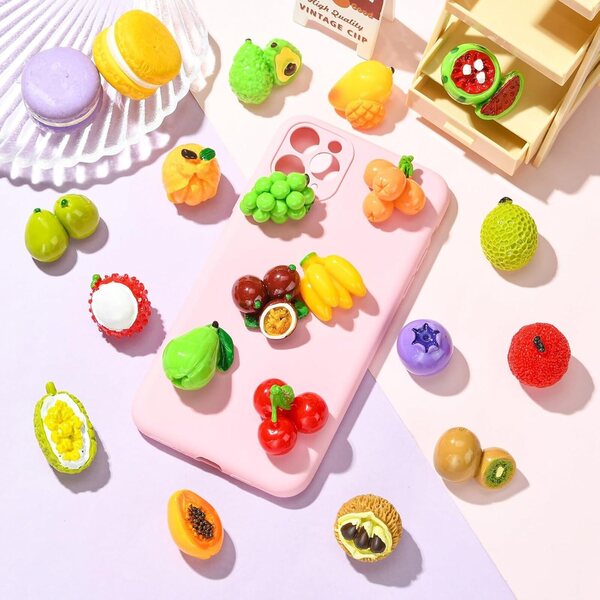 Ornazy set 19 pezzi mini frutta decorativa in resina realistici per diorami e foto