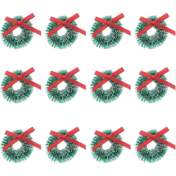 STOBAZA 12 mini corone di Natale in Sisal Verde 2.8x2.8x1cm Decorazioni Natalizie