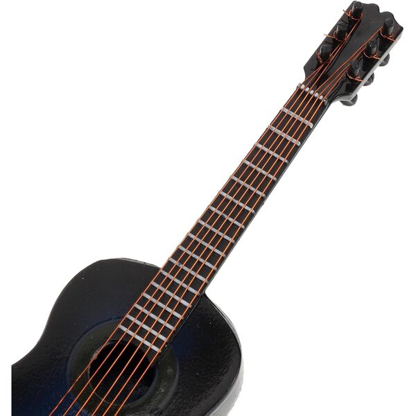 Miniatura chitarra classica blu con supporto e custodia, modello decorativo di qualità