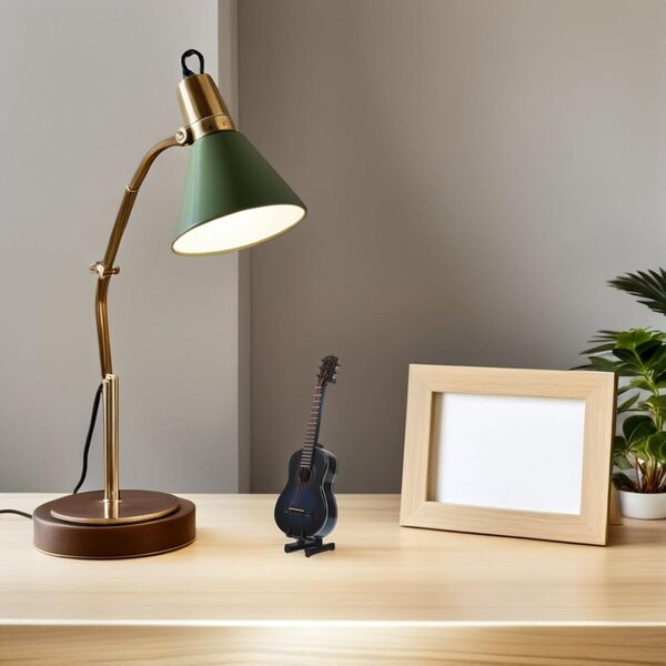 Miniatura chitarra classica blu con supporto e custodia, modello decorativo di qualità