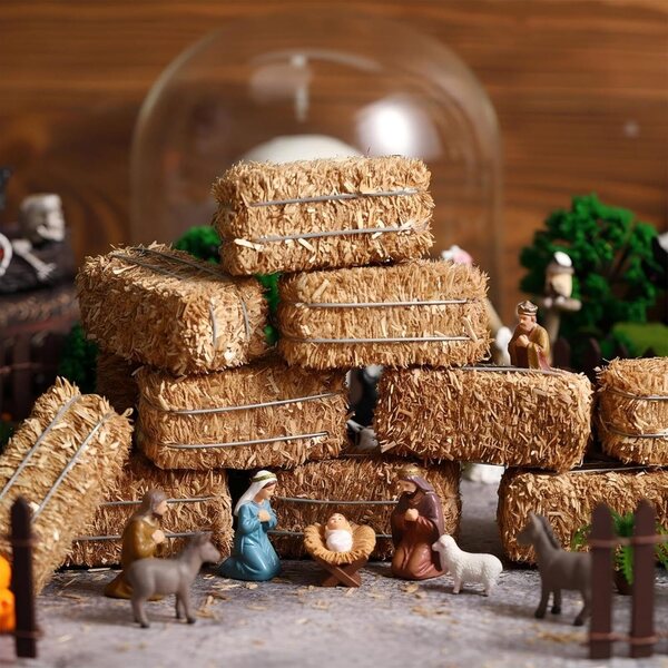 Mini Heuballen decorativi in paglia per feste, matrimoni e scene rurali 24 pezzi