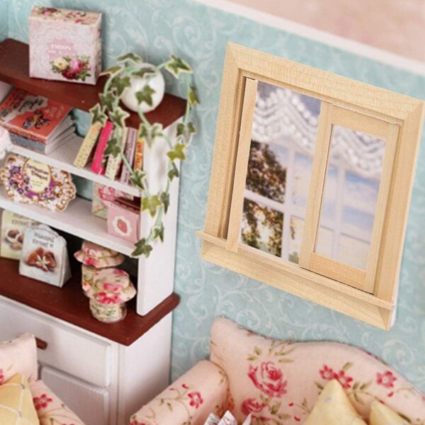 Cosiki Mini Finestra in Legno 1:12 per Casa delle Bambole - Decorazione Portatile