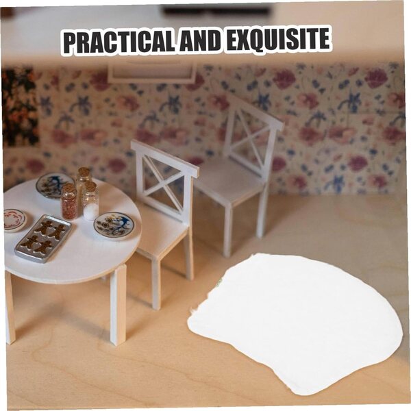 Mini-Decke mit weißer Katze, 13 x 9,5 cm – 5 Stück Kawaii-Plüschmatten für Puppenhaus
