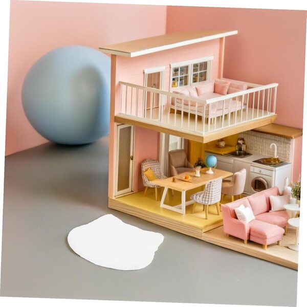 Mini-Decke mit weißer Katze, 13 x 9,5 cm – 5 Stück Kawaii-Plüschmatten für Puppenhaus