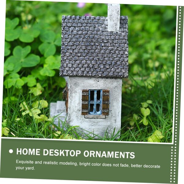 Decorazione casa da giardino in resina grigia, miniatura resistente e realistica