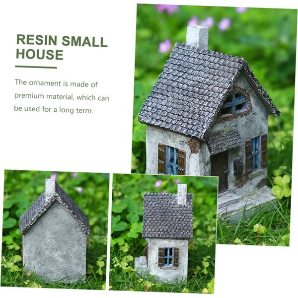 Decorazione casa da giardino in resina grigia, miniatura resistente e realistica