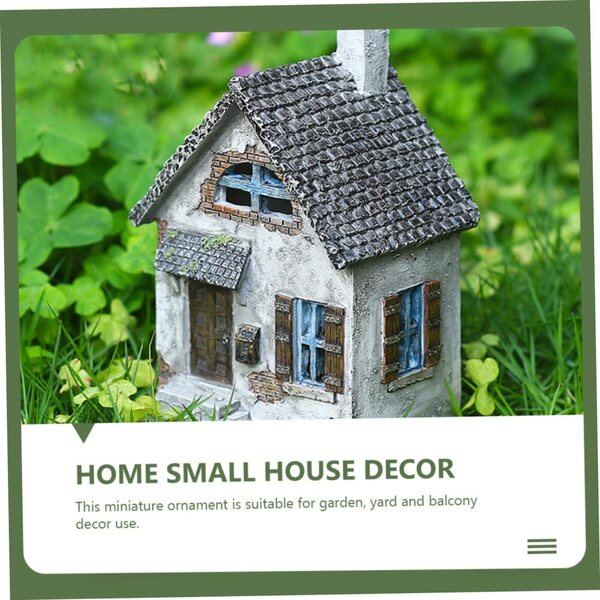 Decorazione casa da giardino in resina grigia, miniatura resistente e realistica