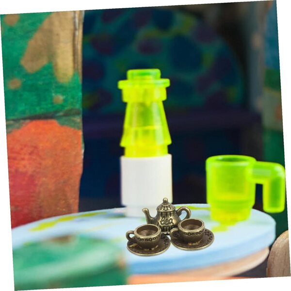 STOBAZA Mini-Wasserkocher und Teetasse aus Zinklegierung für Puppenhaus und Dekoration