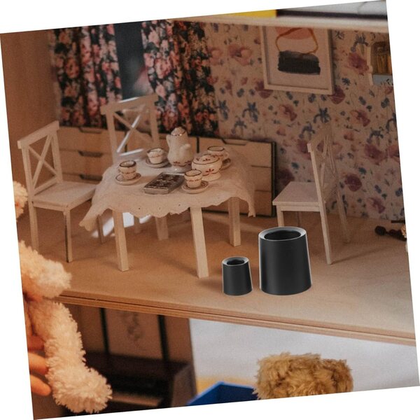 STOBAZA 2 bidoni della spazzatura in miniatura in nero per la casa delle bambole e la decorazione in miniatura