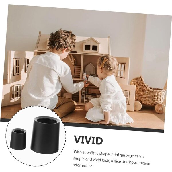STOBAZA 2 bidoni della spazzatura in miniatura in nero per la casa delle bambole e la decorazione in miniatura