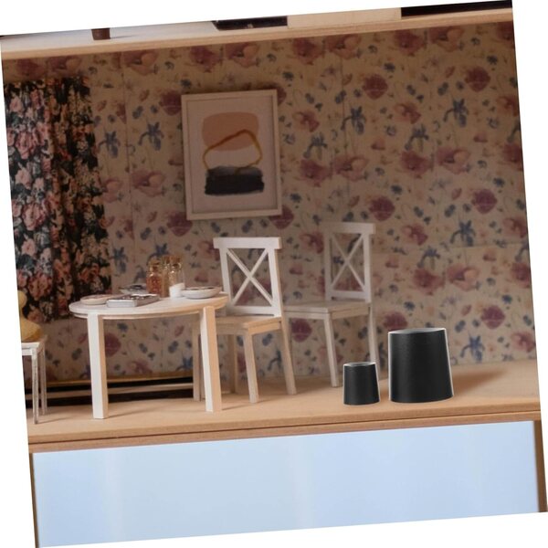 STOBAZA 2 bidoni della spazzatura in miniatura in nero per la casa delle bambole e la decorazione in miniatura