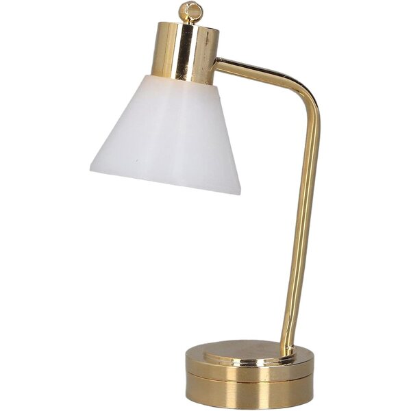 Lampada da Tavolo Miniatura LED per Casa delle Bambole Scala 1/12, con Base Dorata e Paralume Bianco