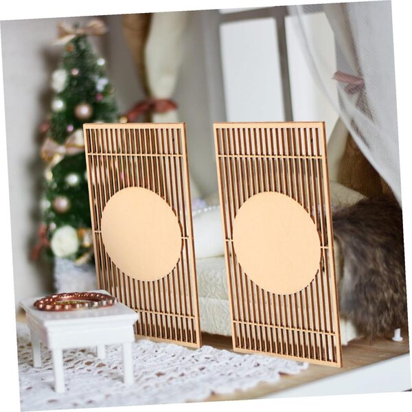Mini-Holzschirme 4 Stück für Puppenhäuser und Miniaturdekorationen