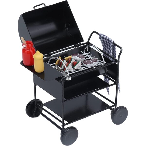 Taidda Mini-Grill aus Metall mit realistischem Zubehör für Puppenhaus im Maßstab 1:12