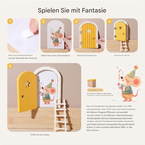 porta fatata in Legno per Decorazioni Magiche di Casa, Festa e Cameretta Bambini