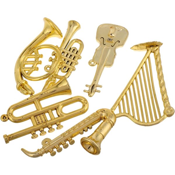 STOBAZA 12 Mini Strumenti Musicali Dorati per Decorazioni Bambole e Albero di Natale