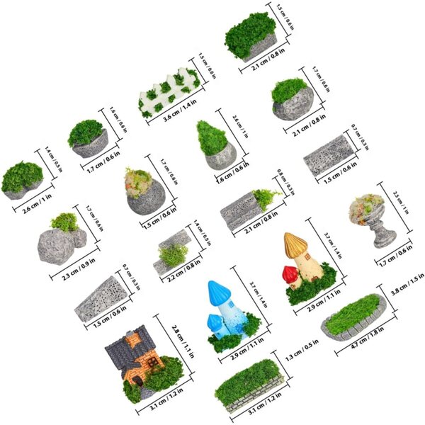 STOBAZA Miniature in Resina per Giardino e Micro Paesaggi Dettagliate e Resistenti