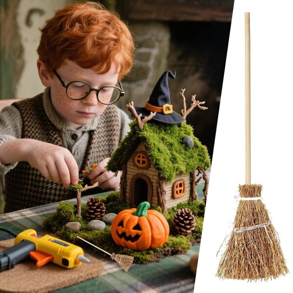 Mini-Deko-Hexenbesen für Halloween – Zubehör für Partys und Theater, 6,5 x 3 cm