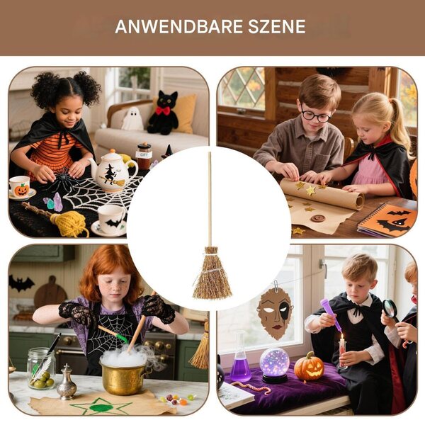 Mini-Deko-Hexenbesen für Halloween – Zubehör für Partys und Theater, 6,5 x 3 cm