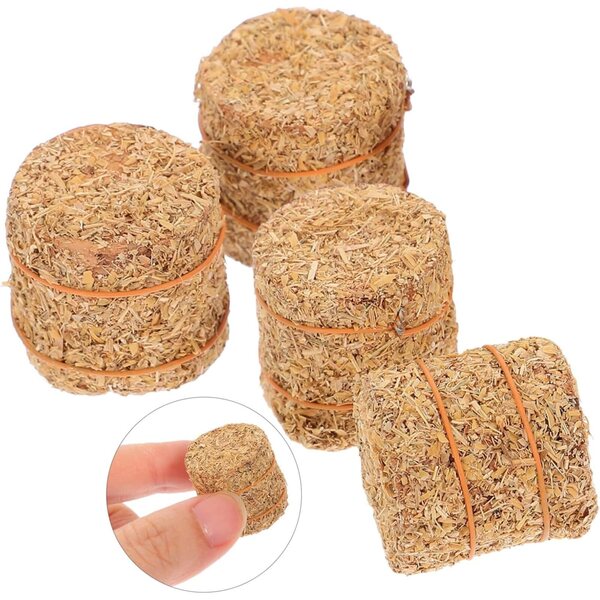Miniature Heuballen in Legno 4 Pezzi 2x2x2 cm per Decorazioni Fai-da-Te e casa delle bambole