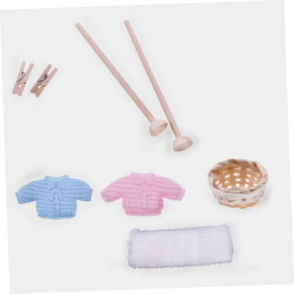 Tragbares und multifunktionales Puppenhaus-Mini-Wäschetrockner-Set aus Holz