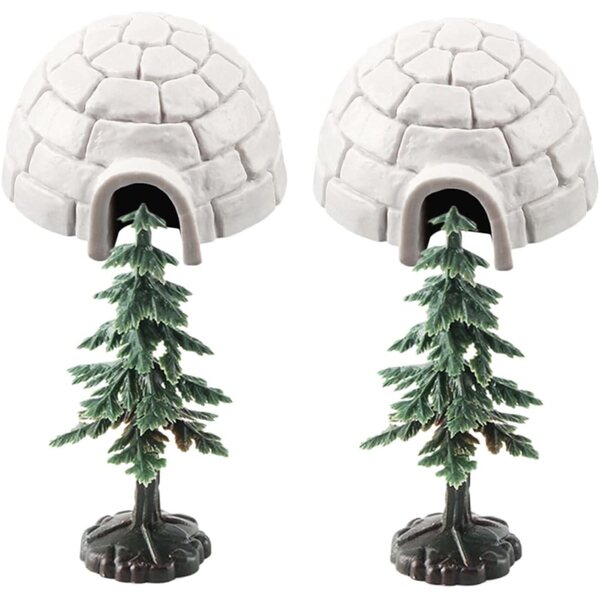 STOBAZA Miniatur-Eishaus aus Kunststoff mit Weihnachtsbaum für Weihnachtsdekorationen