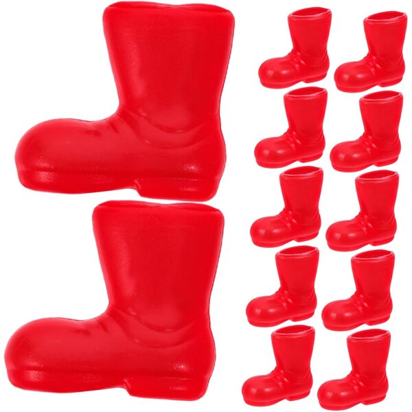 STOBAZA 6 paia Mini stivaletti di Babbo Natale per decorazione case delle bambole rossi