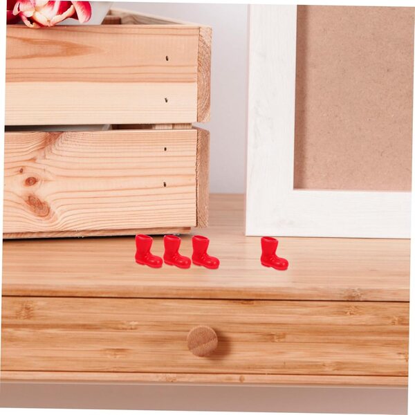 STOBAZA 6 paia Mini stivaletti di Babbo Natale per decorazione case delle bambole rossi