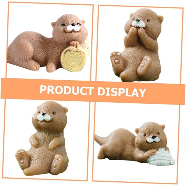 8 Mini-Otter aus robustem Harz für Dekorationen und Mikrolandschaften 2,8 cm