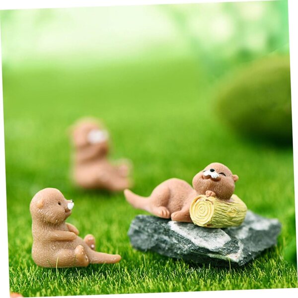 8 Mini-Otter aus robustem Harz für Dekorationen und Mikrolandschaften 2,8 cm