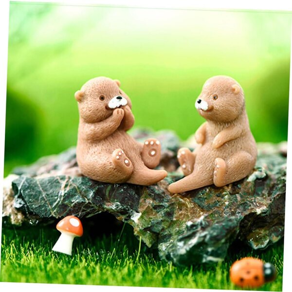 8 Mini-Otter aus robustem Harz für Dekorationen und Mikrolandschaften 2,8 cm