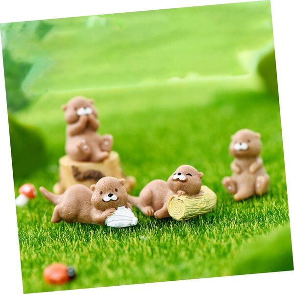 8 Mini-Otter aus robustem Harz für Dekorationen und Mikrolandschaften 2,8 cm