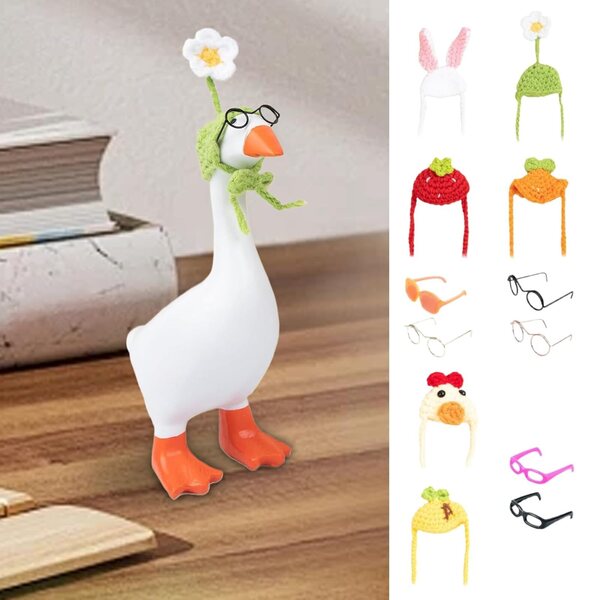 Set 6 Cappelli e Occhiali per Gansetti da Scrivania, Decorazioni Casa 18 cm
