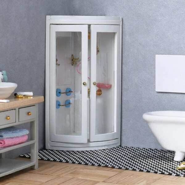 Dollhouse Bagno a Scala 1/12, Duschbaumecke Bianca in Plastica 16,7x9,8 cm