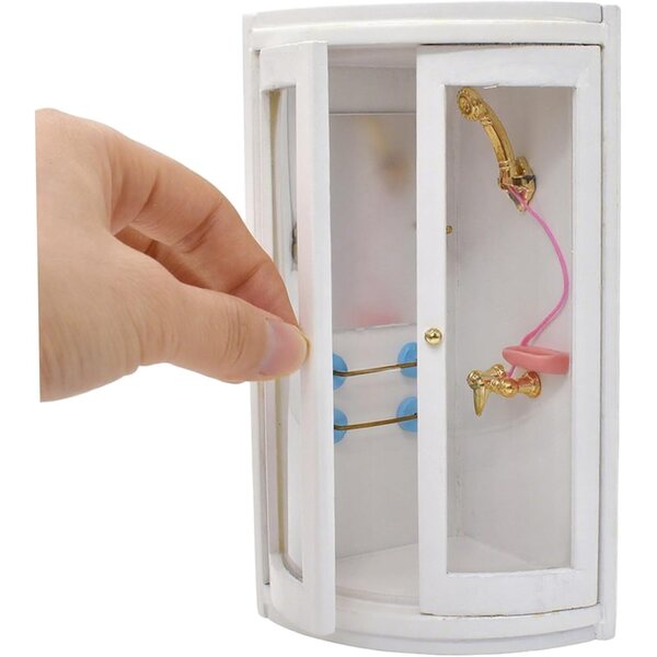 Dollhouse Bagno a Scala 1/12, Duschbaumecke Bianca in Plastica 16,7x9,8 cm