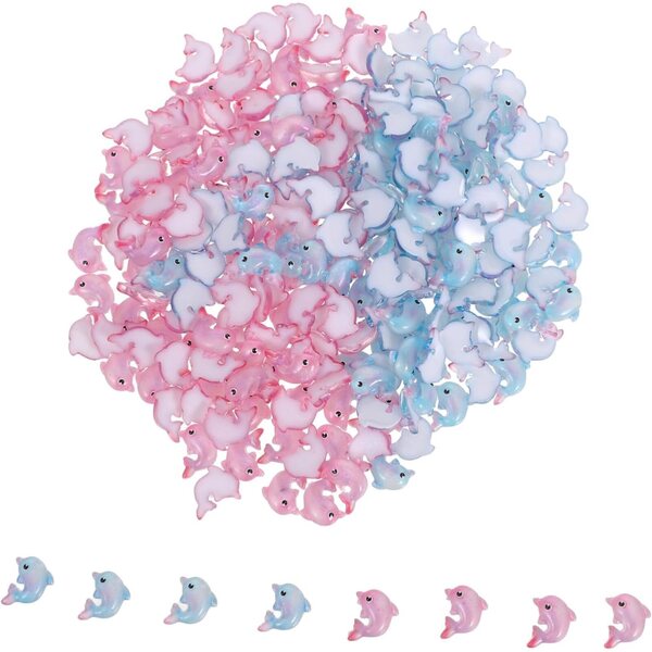 200 Mini Delfini in Resina per Decorazioni Marine e Micro Paesaggi 1,2x1x0,4 cm