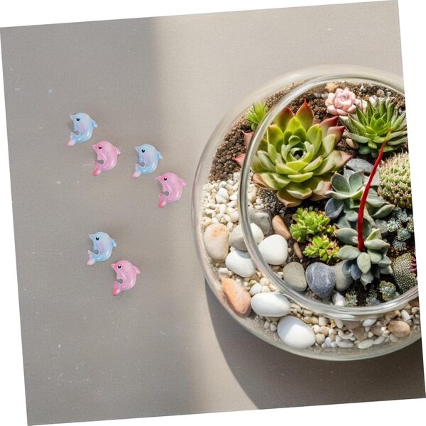200 Mini Delfini in Resina per Decorazioni Marine e Micro Paesaggi 1,2x1x0,4 cm