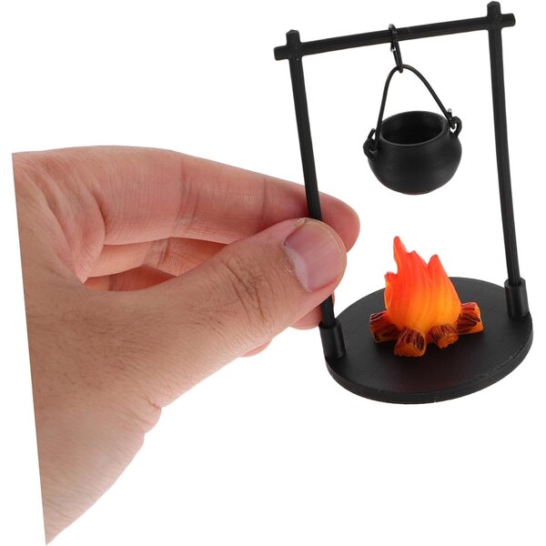 Miniatur-Hängekamin-Set mit Holz für Puppen und Outdoor-Dekorationen