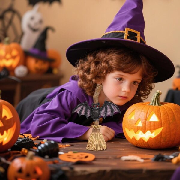 Decorazione Halloween Hexenbesen in Resina per Interni - Deko da Tavolo Spettrale 16x4,8 cm