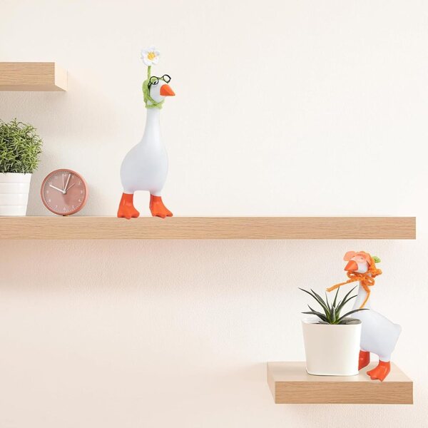 Set 6 Cappellini in Maglia per Statue da Ganso con Occhiali da Sole Decorativi