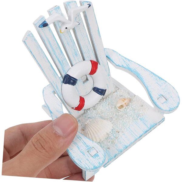 STOBAZA Miniatur Strandstuhl in stile mediterraneo, decorazione compatta in legno e resina