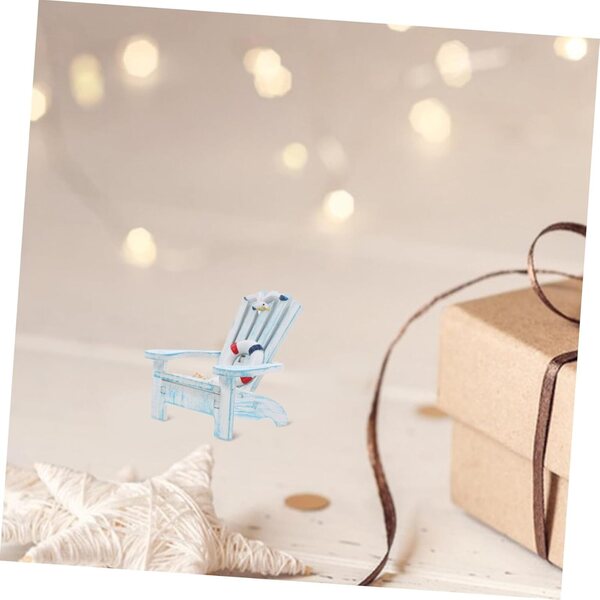 STOBAZA Miniatur Strandstuhl in stile mediterraneo, decorazione compatta in legno e resina