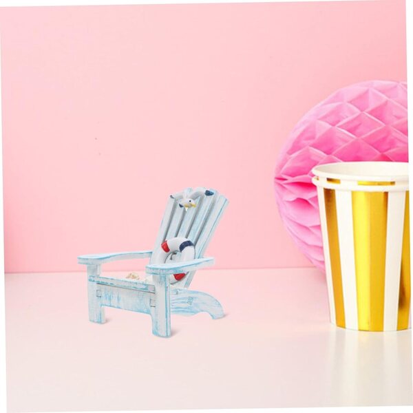 STOBAZA Miniatur Strandstuhl in stile mediterraneo, decorazione compatta in legno e resina