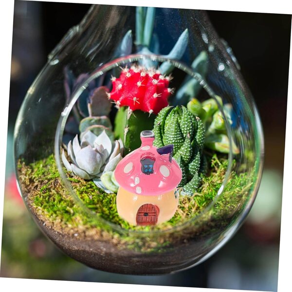 STOBAZA Miniatur-Pilzhaus aus Kunstharz – 4 bunte Mini-Gartendekorationen