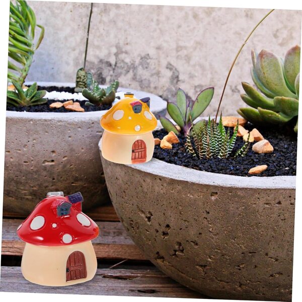 STOBAZA Miniatur-Pilzhaus aus Kunstharz – 4 bunte Mini-Gartendekorationen